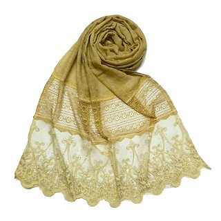 Limited Stock - Designer Diamond Studed Stole | Drak Yellow